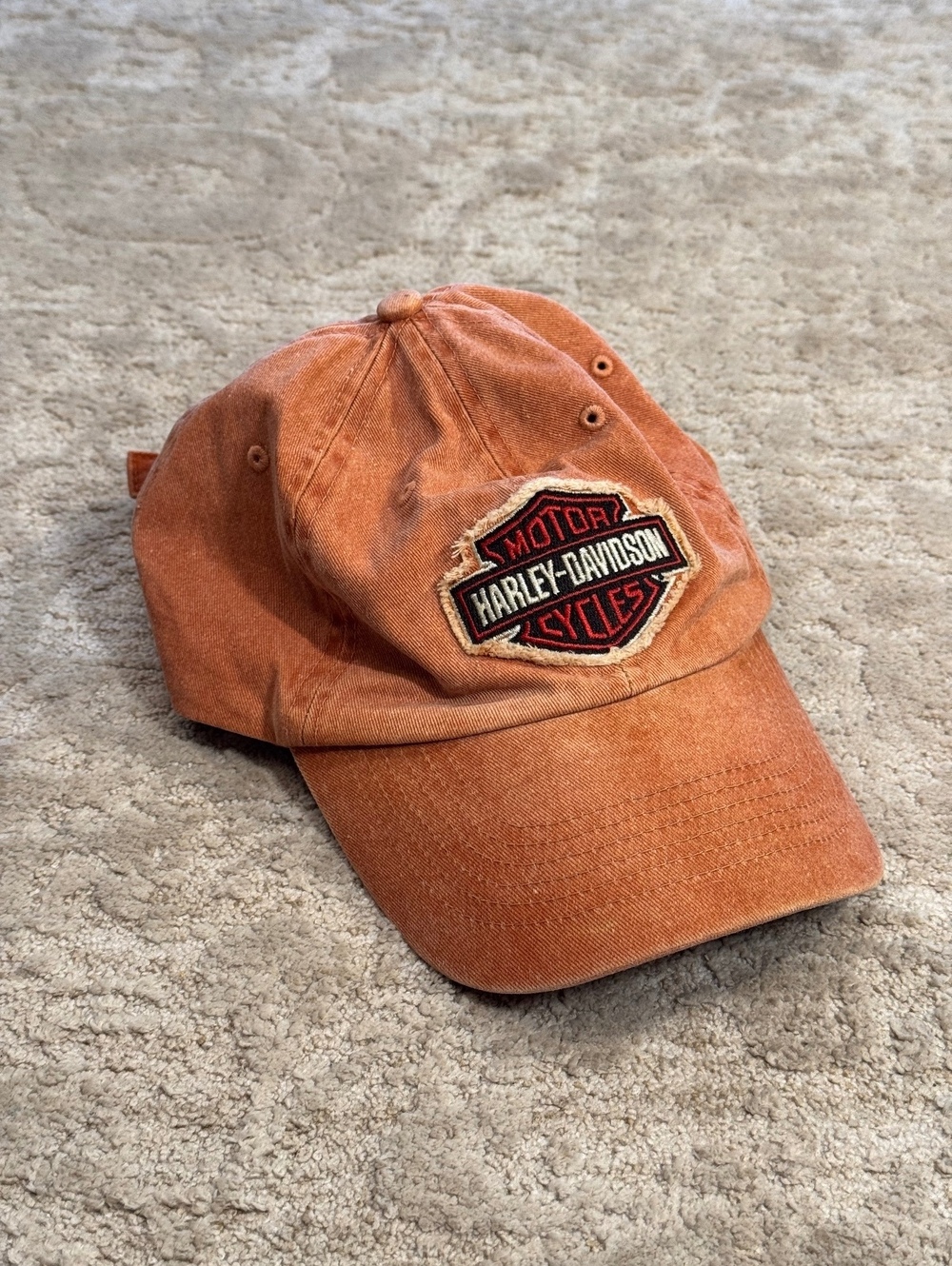 Harley-Davidson Orange Cotton Baseball Cap with Embroidered Logo